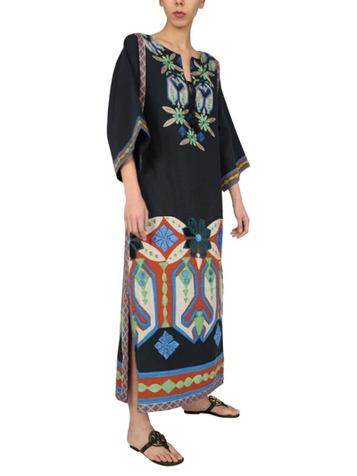Shop Tory Burch Embroidered Caftan Dress In Multi