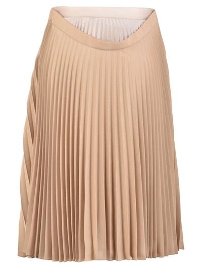 Shop Burberry Layered Pleated Skirt In Brown