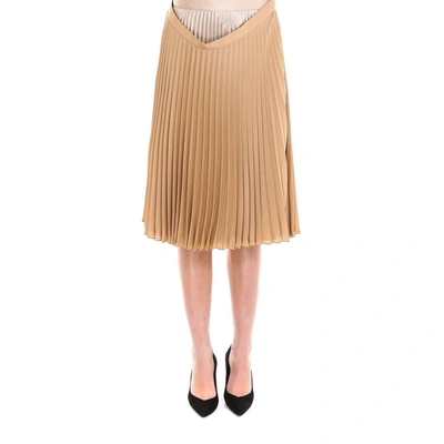 Shop Burberry Layered Pleated Skirt In Brown