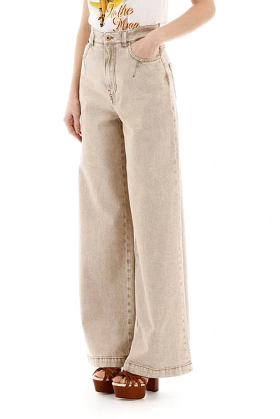 Shop Dolce & Gabbana Flared Denim Jeans In Beige