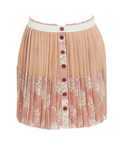 Shop Chloé Pleated Buttoned Mini Skirt In Multi