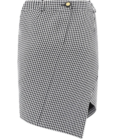 Shop Balenciaga Houndstooth Wrap Skirt In Multi