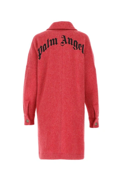 Shop Palm Angels Logo Embroidered Coat In Red