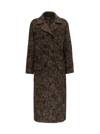 Shop Dolce & Gabbana Double Breasted Coat In Brown