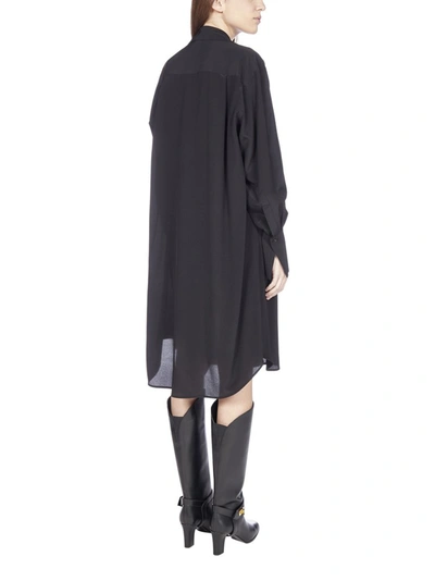 Shop Givenchy Logo Scarf Collar Shirt Dress In Black