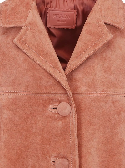Shop Prada Cropped Button In Pink