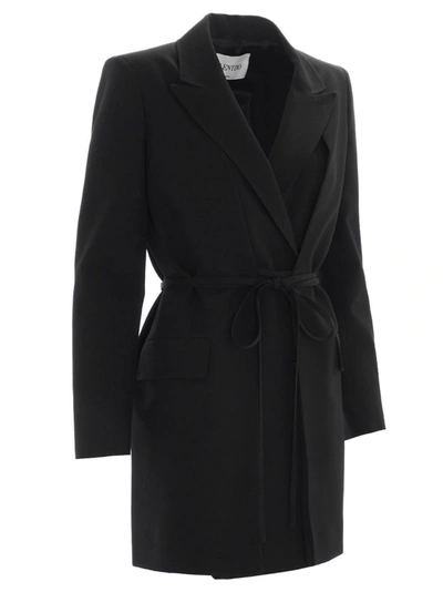 Shop Valentino Tie Waist Tailored Jacket In Black