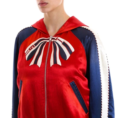 Shop Gucci Hooded Embroidery Bomber Jacket In Multi