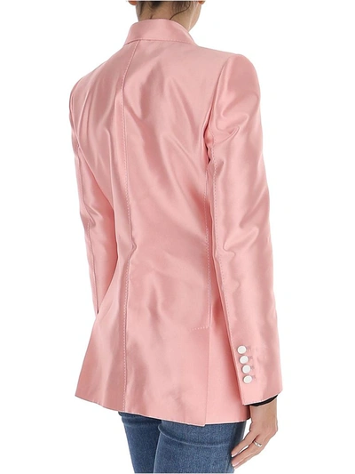 Shop Dolce & Gabbana Double Breasted Blazer In Pink