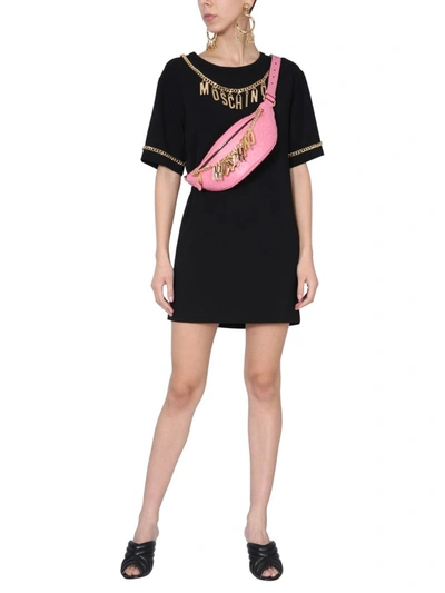 Shop Moschino Logo Chain Neckline T In Black