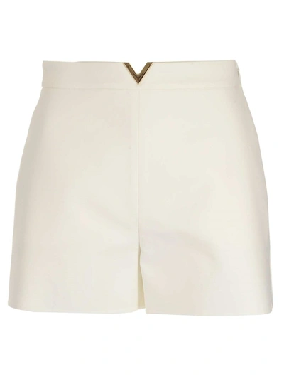 Shop Valentino Vgold Double Splittable Shorts In White