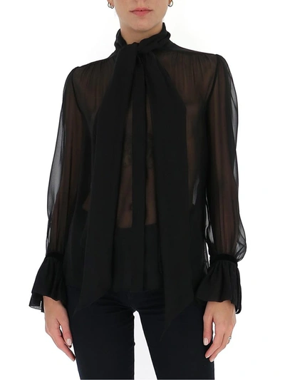 Shop Saint Laurent Sheer Blouse In Black