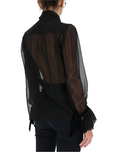 Shop Saint Laurent Sheer Blouse In Black