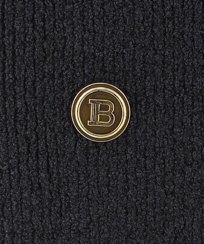 Shop Balmain Button Embellished Knit Skirt In Black
