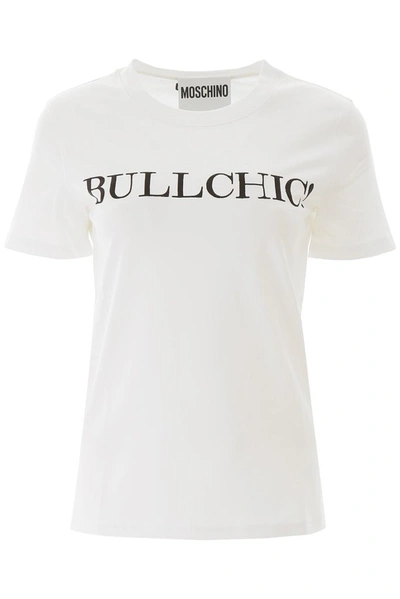 Shop Moschino Bullchic Embroidered T In White