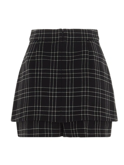 Shop Alexander Mcqueen Checked Layered Shorts In Black