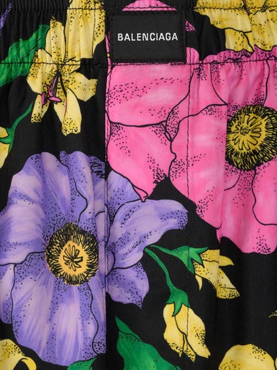 Shop Balenciaga Floral Printed Pants In Multicolor