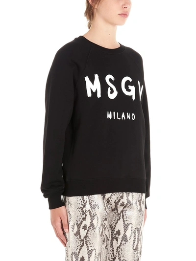 Shop Msgm Paint Brushed Logo Sweatshirt In Black