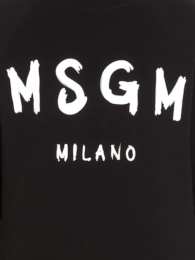 Shop Msgm Paint Brushed Logo Sweatshirt In Black