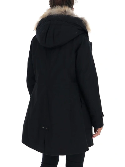 Shop Woolrich Layered Hooded Parka Coat In Black