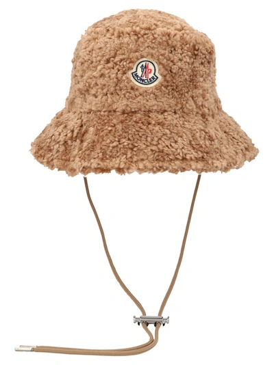 Shop Moncler Teddy Bucket Hat In Beige