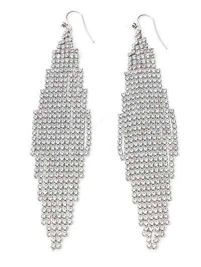 Shop Saint Laurent Cascade Encrusted Embellished Earrings In Silver