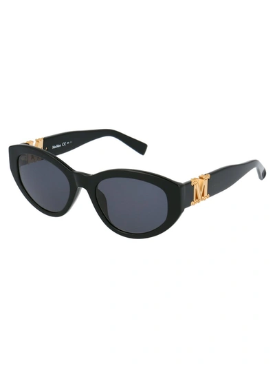 Shop Max Mara Oval Frame Sunglasses In Black