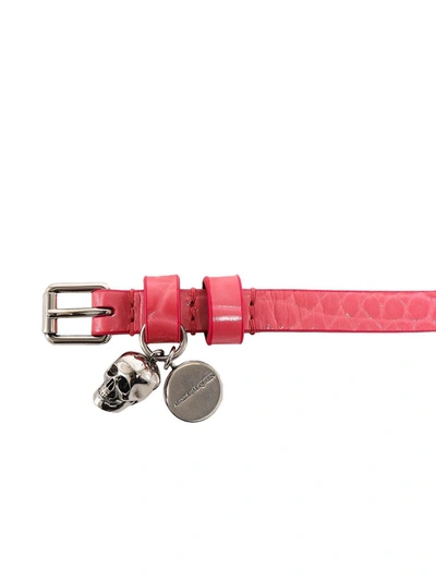 Shop Alexander Mcqueen Skull Charm Wrap Bracelet In Pink