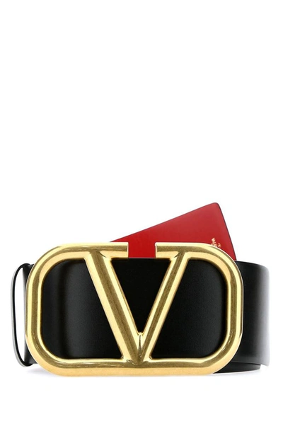Shop Valentino Vlogo Buckle Reversible Belt In Black