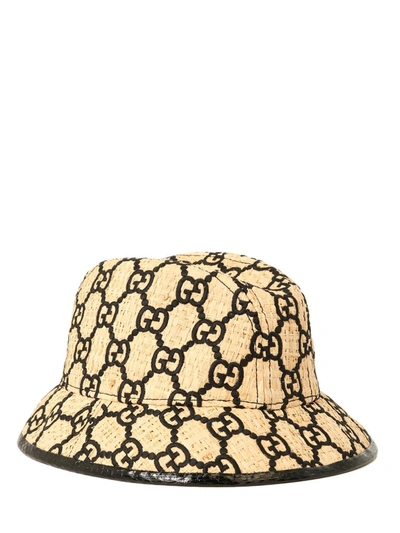 Shop Gucci Gg Raffia Fedora In Multi