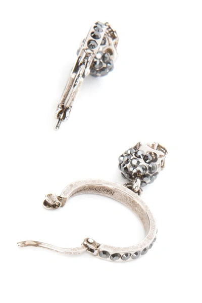 Shop Alexander Mcqueen Skull Hoop Earrings In Silver