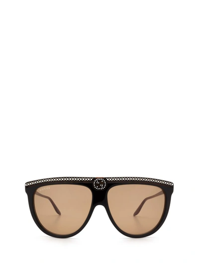 Shop Gucci Eyewear Flat In Brown