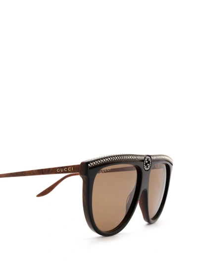 Shop Gucci Eyewear Flat In Brown