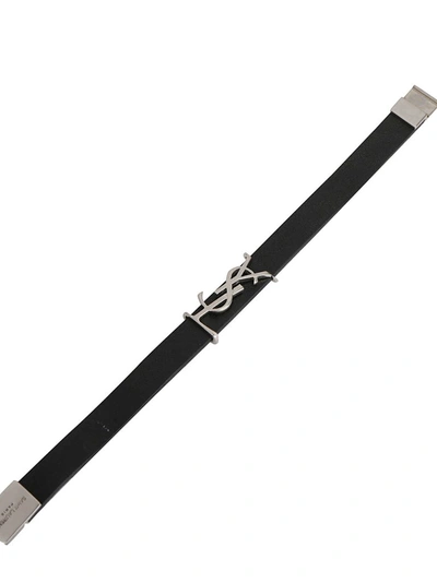 Shop Saint Laurent Opyum Monogram Logo Bracelet In Black