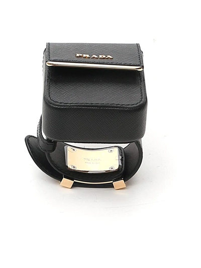 Shop Prada Logo Pouch Bracelet In Black