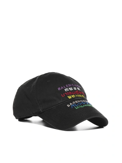 Shop Balenciaga Languages Baseball Cap In Black