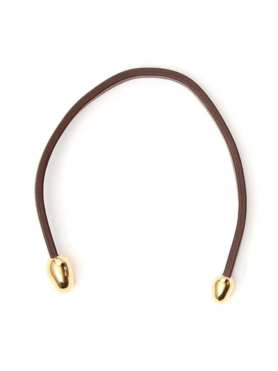 Shop Bottega Veneta Leather Open Necklace In Brown