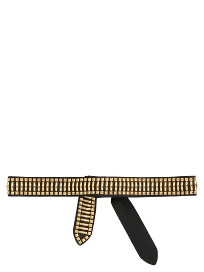 Shop Alberta Ferretti Stud Embellished Belt In Black