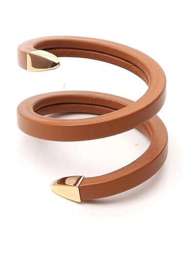 Shop Bottega Veneta Spiral Cuff Bracelet In Brown