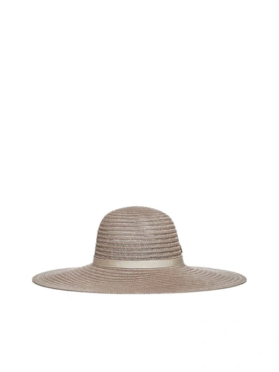 Shop Maison Michel Blanche Wide Brim Hat In Beige