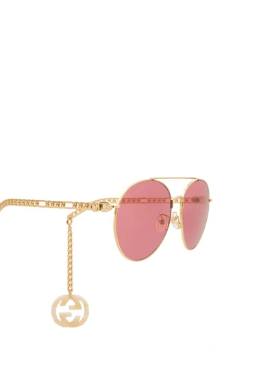 Shop Gucci Eyewear Round Frame Sunglasses In Gold