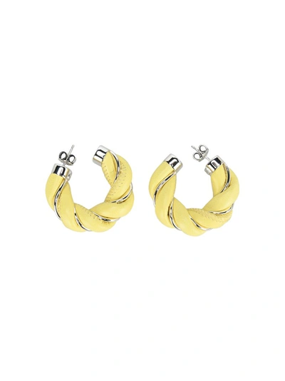 Shop Bottega Veneta Twist Hoop Earrings In Yellow