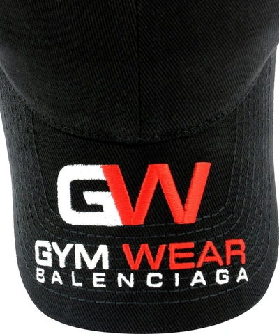 Shop Balenciaga Gym Wear Logo Baseball Cap In Black