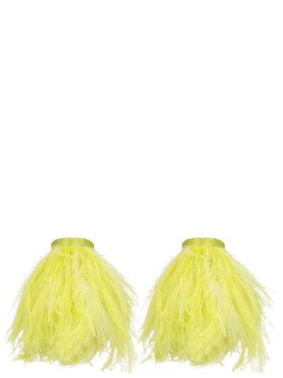 Shop Attico The  Feather Chain Anklets In Yellow