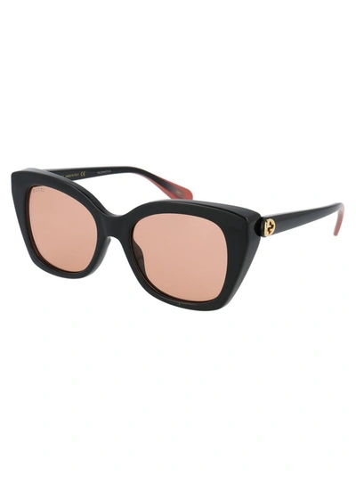 Shop Gucci Eyewear Butterfly Frame Sunglasses In Black