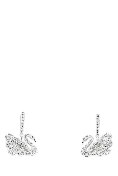 Shop Swarovski Dancing Swan Earrings In Silver