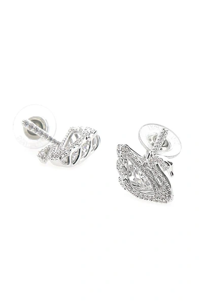 Shop Swarovski Dancing Swan Earrings In Silver