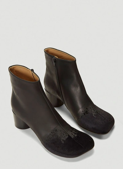 Shop Mm6 Maison Margiela Flocked Velvet Ankle Boots In Black