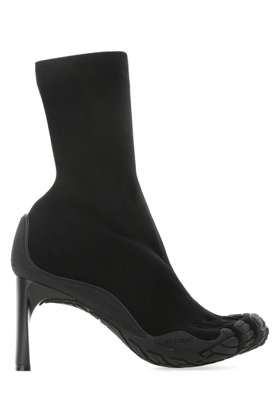 Shop Balenciaga Heeled Toe Knit Boots In Black