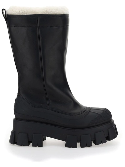 Shop Prada Chunky Sole Boots In Black